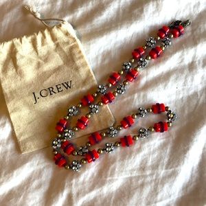 J Crew Crystal Red Chain Necklace, like new